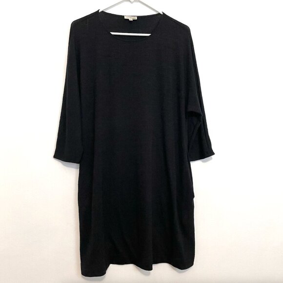 WILFRED FREE ARITZIA Cober T-Shirt Dress Black Knit Relaxed Fit Mini Shift Dress - Picture 2 of 16